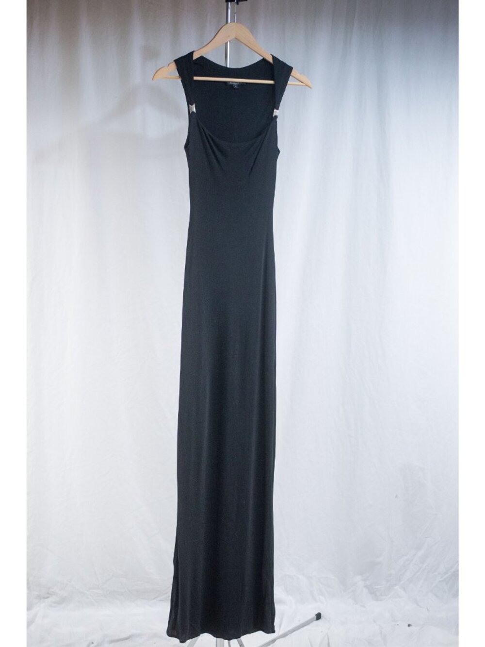 Vintage Michel Stephen Paris 90s Matte Jersey Little Black Maxi Dress